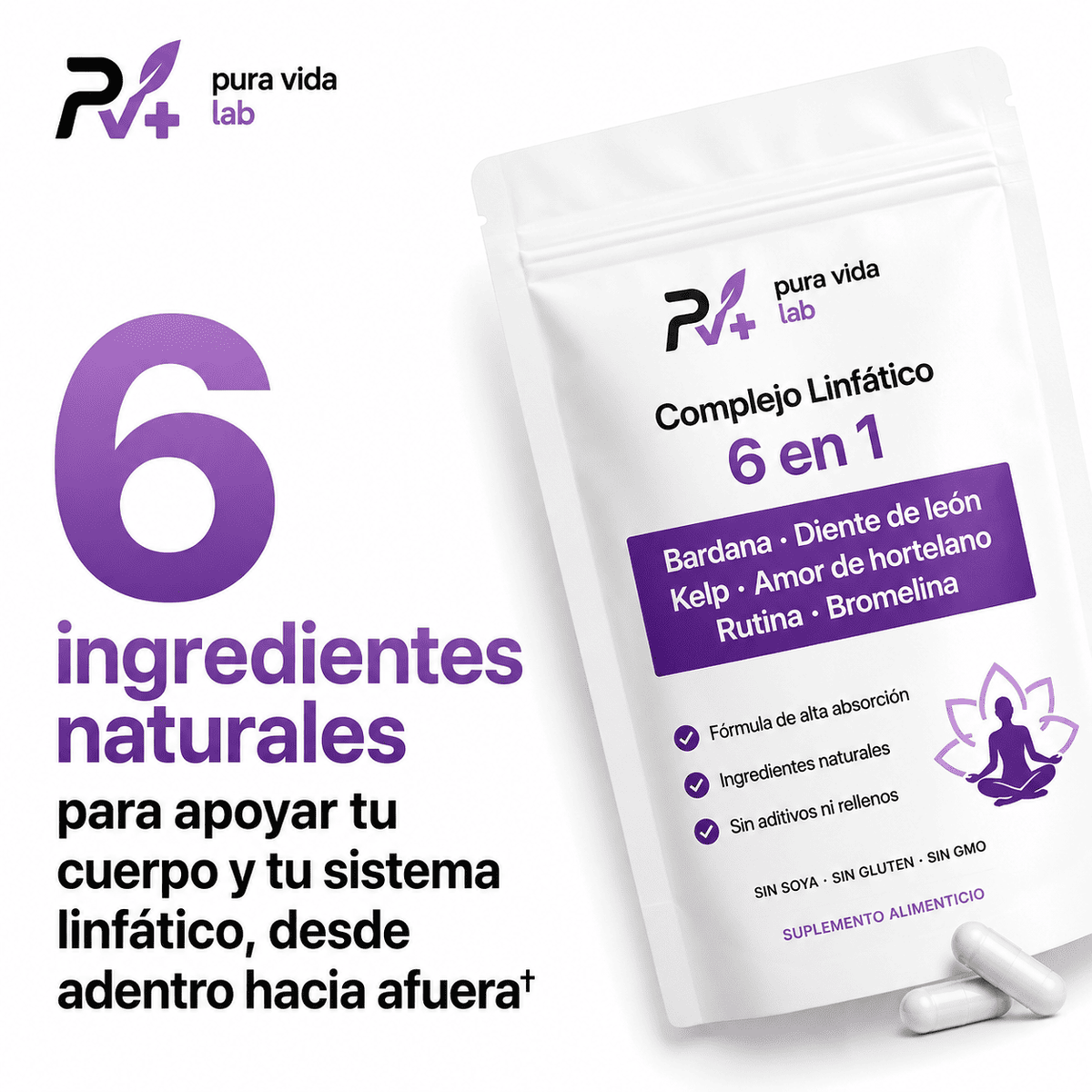 6 en 1 Fórmula Linfática – Apoyo al Drenaje, Hinchazón y Bienestar corporal