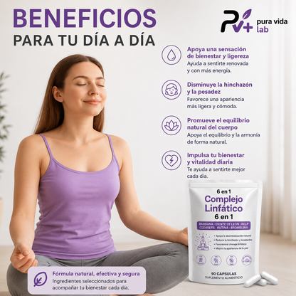 6 en 1 Fórmula Linfática – Apoyo al Drenaje, Hinchazón y Bienestar corporal