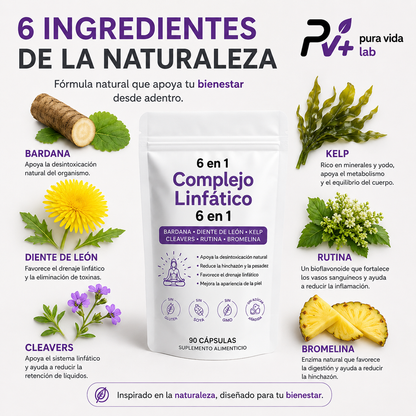 6 en 1 Fórmula Linfática – Apoyo al Drenaje, Hinchazón y Bienestar corporal